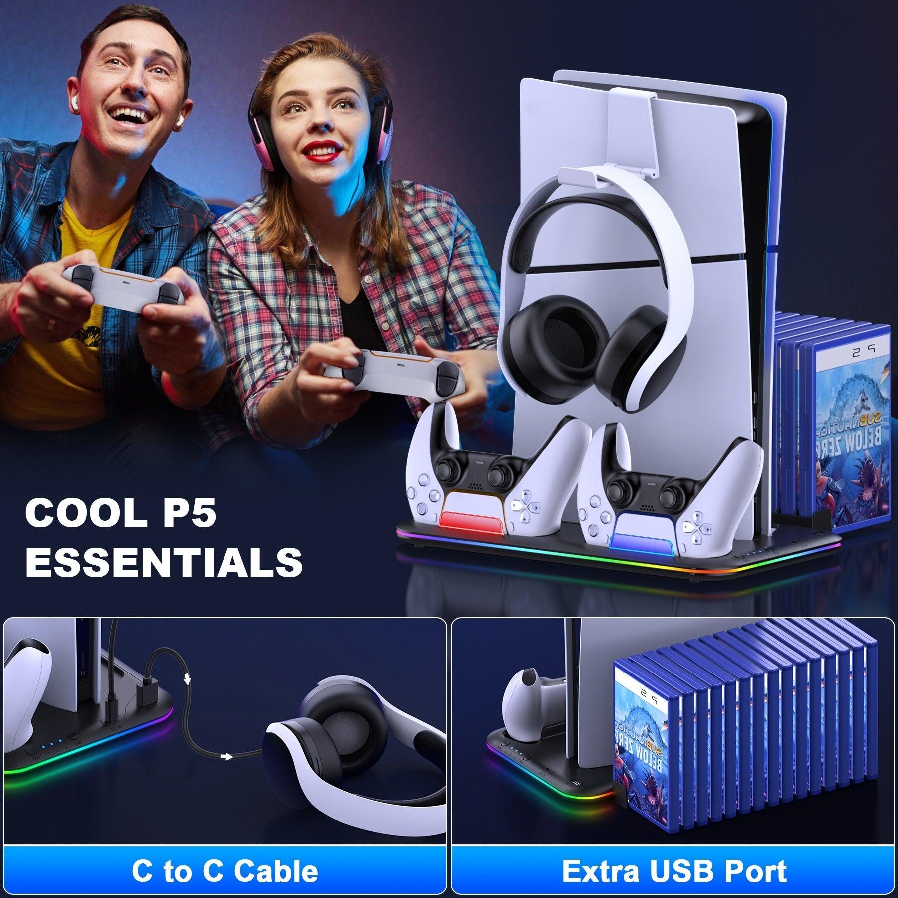 Ultimate PS5 Gaming Hub – Stand, Cooler, Charger, RGB & Storage All-in-One - electrozen